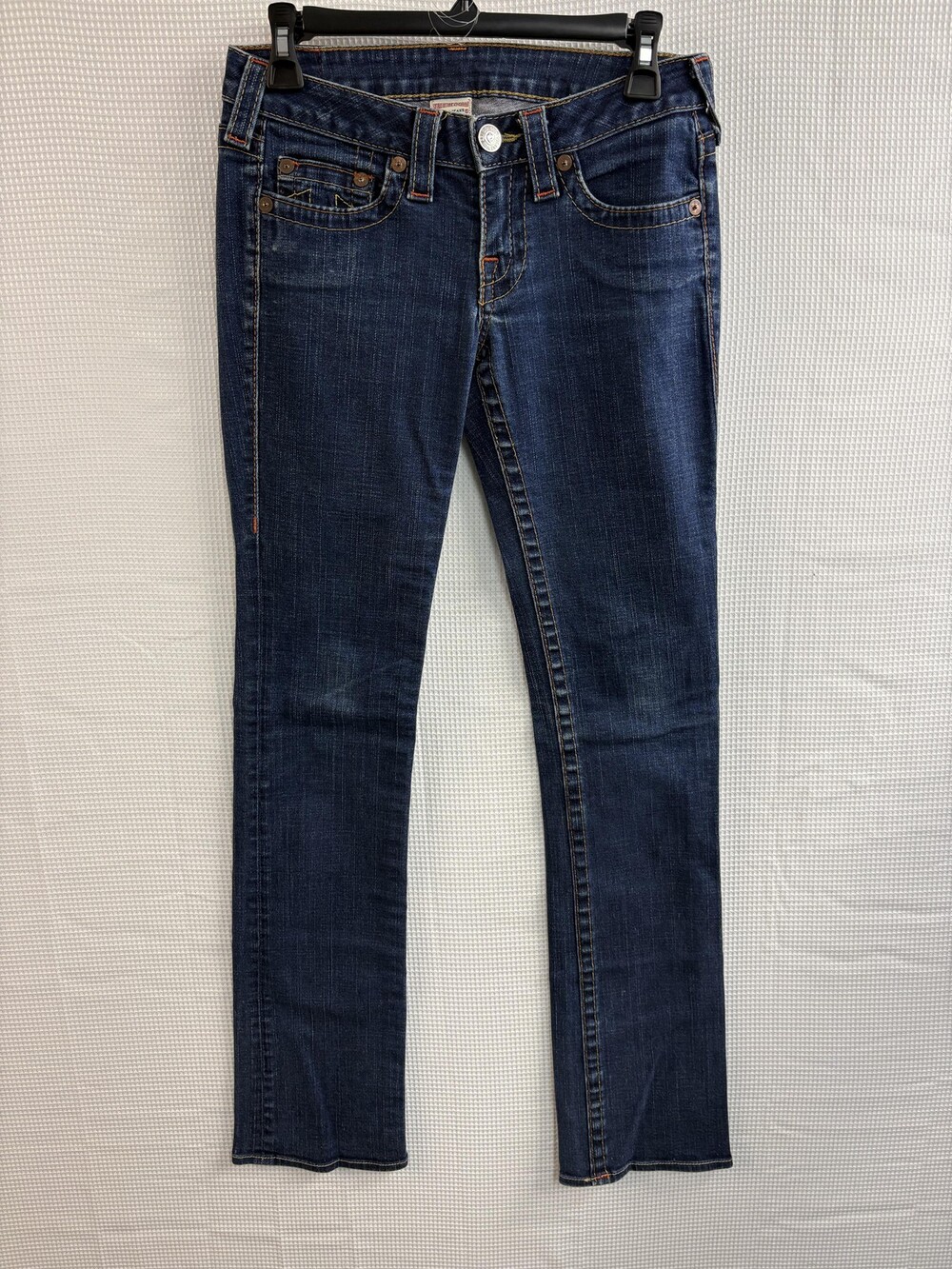 True Religion Jeans Womens 26 Blue Johnny Straight Slim Low Rise Stretch USA